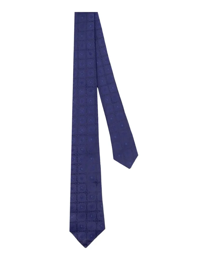 Kiton geometric-patterned tie - Blau Blau