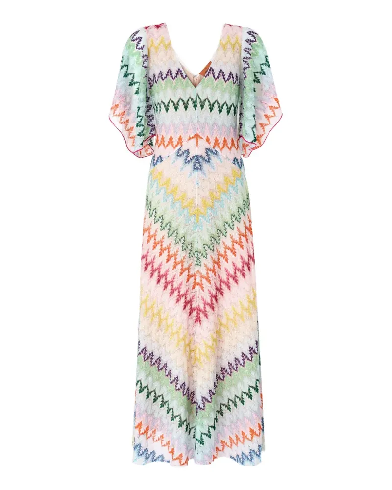 Missoni V-Ausschnitt-Maxikleid mit Zickzackmuster - Nude Nude