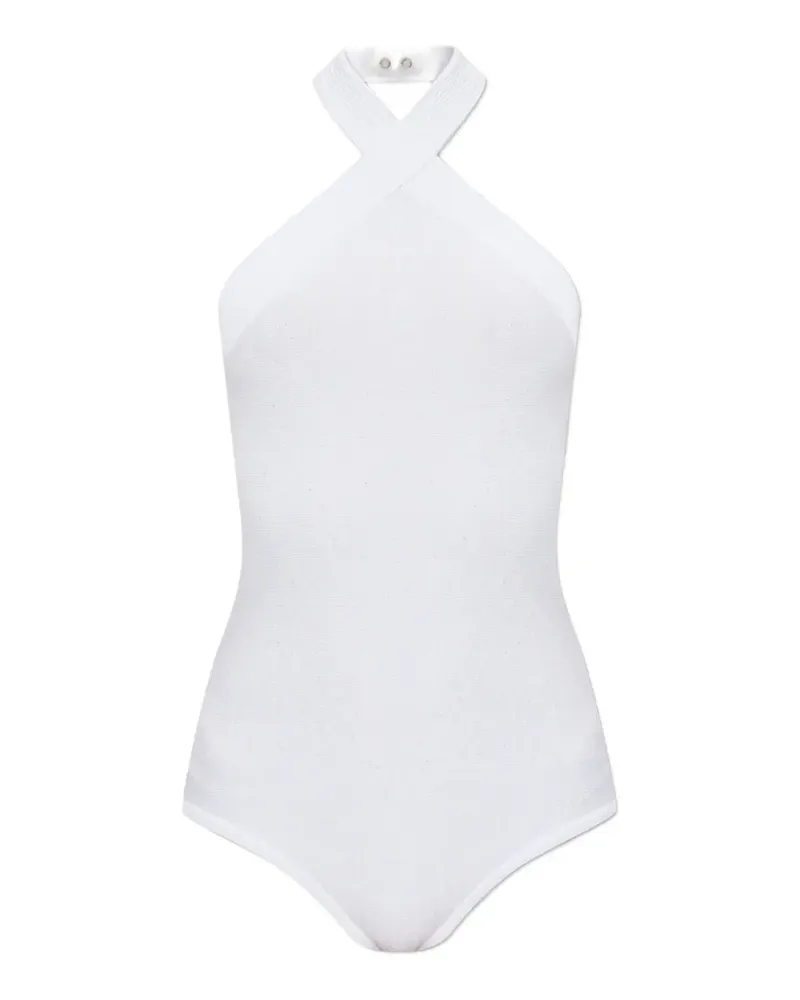 Balmain sequin-embellished halterneck bodysuit - Weiß Weiß