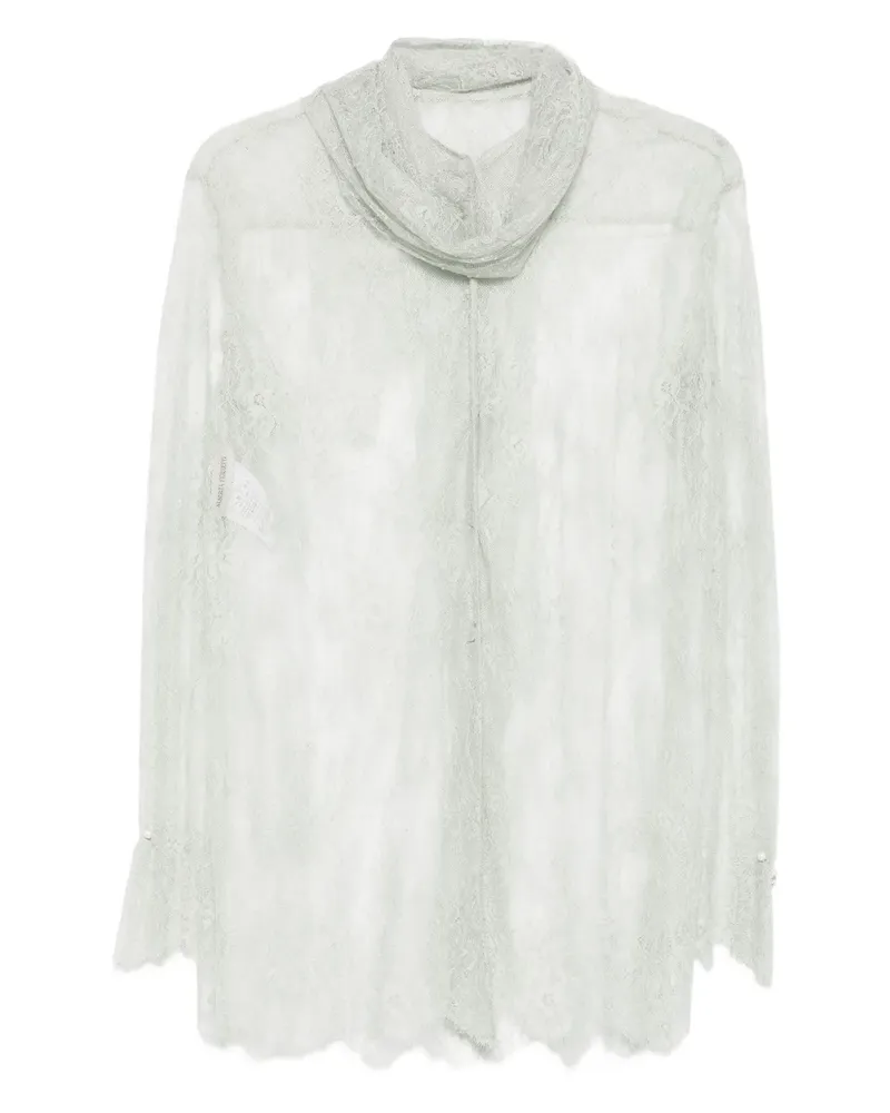 Alberta Ferretti Spitzentop mit Stehkragen - Grau Grau