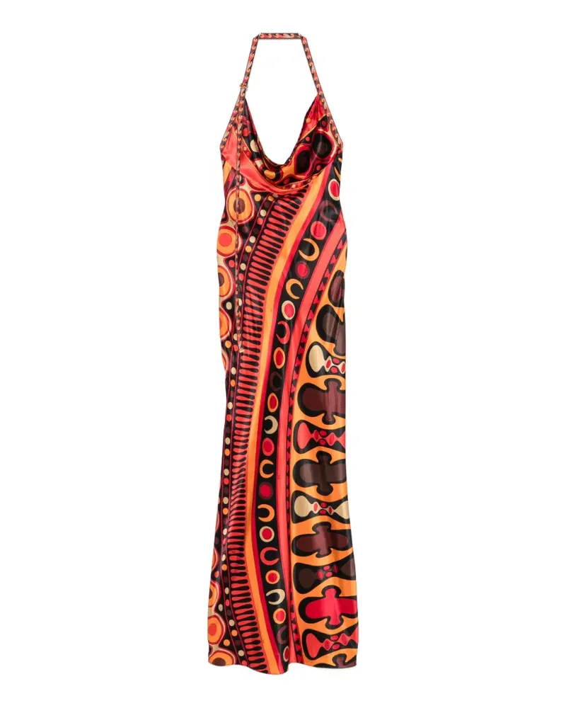 Emilio Pucci Iride-print halterneck maxi dress - Orange Orange
