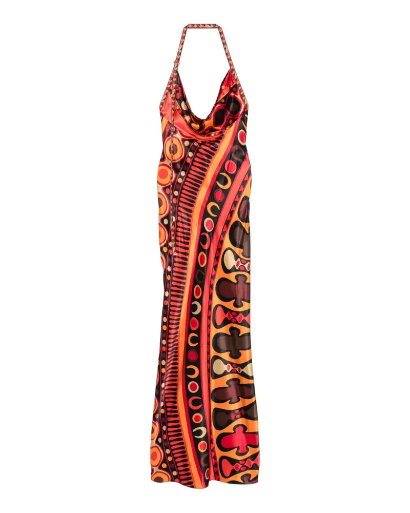 Emilio Pucci Iride-print halterneck maxi dress - Orange Orange