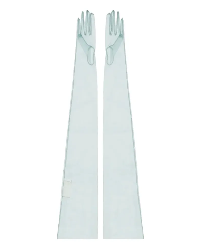 Maison Margiela Ellenbogenlange Handschuhe mit Sheer-Effekt - Blau Blau