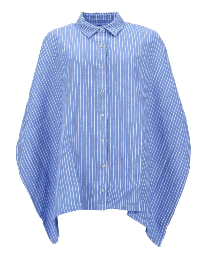 120% Lino linen oversized shirt - Blau Blau