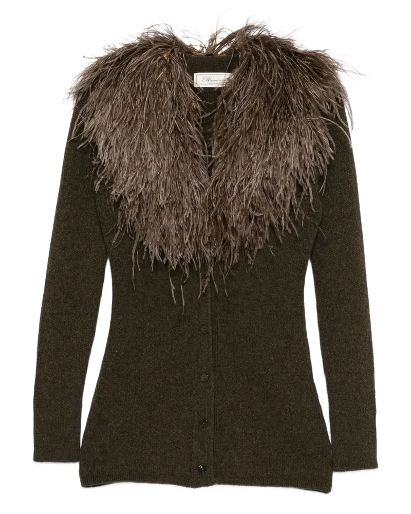 Blumarine Cardigan mit Feder-Besatz - Grün Grün