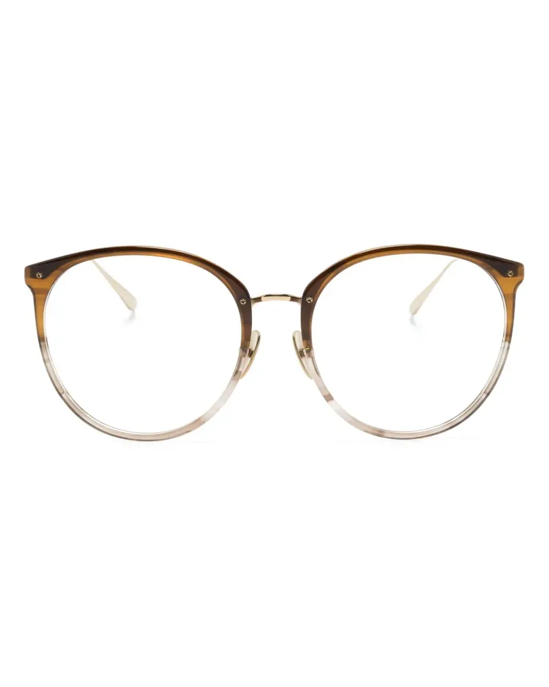 Linda Farrow Kings Brille mit rundem Gestell - Braun Braun