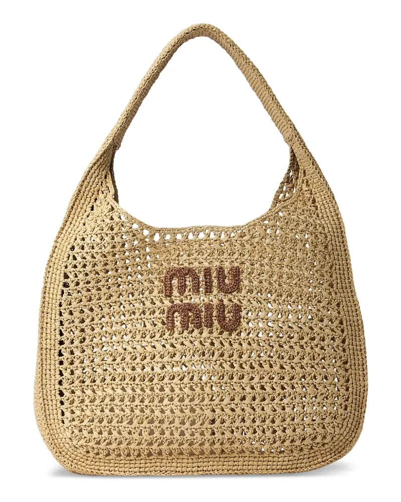 Miu Miu Handtasche mit Smiley-Patch - Nude Nude