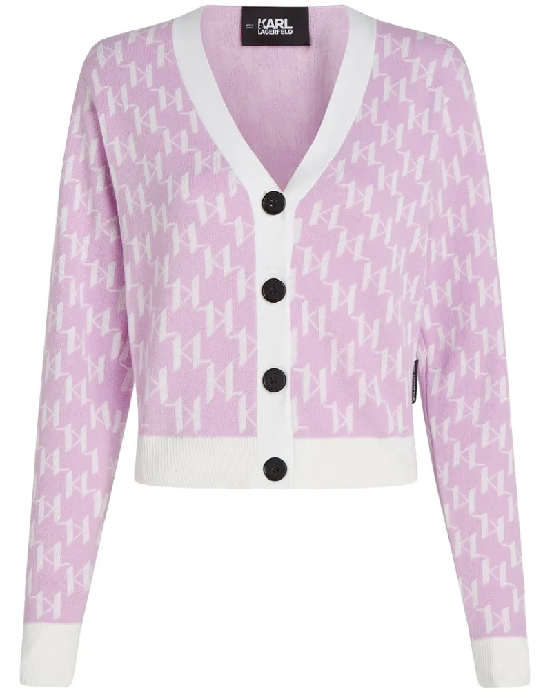 Karl Lagerfeld Cropped-Cardigan mit Monogramm - Violett Violett
