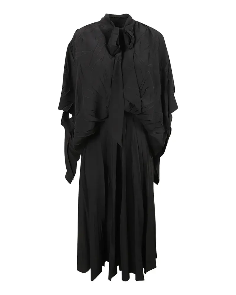 Balenciaga crinkled-effect scarf-collar midi dress - Schwarz Schwarz