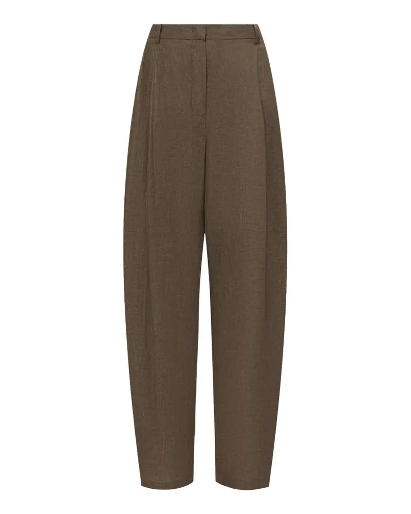 12 STOREEZ Affogato Leinenhose mit Falten - Braun Braun