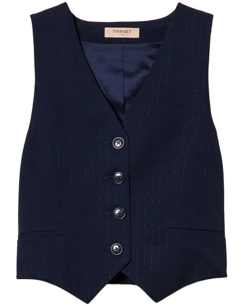 Twin-Set Nadelstreifen-Weste mit Lurex-Detail - Blau Blau