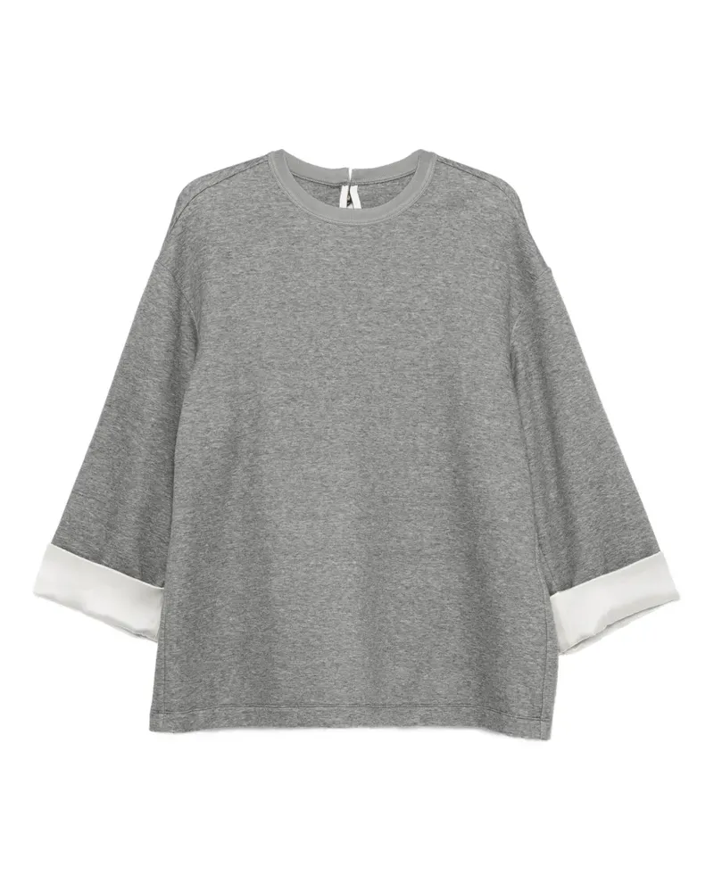 Carven Oberteil mit Kontrastbündchen - Grau Grau