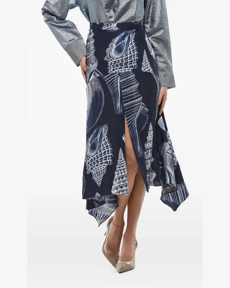 Stella McCartney Ariah patterned satin midi skirt - Blau Blau