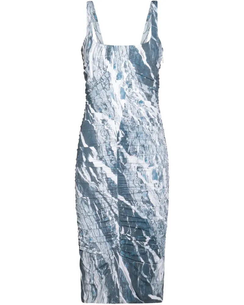 Roberto Cavalli Kleid mit Marmor-Print - Blau Blau
