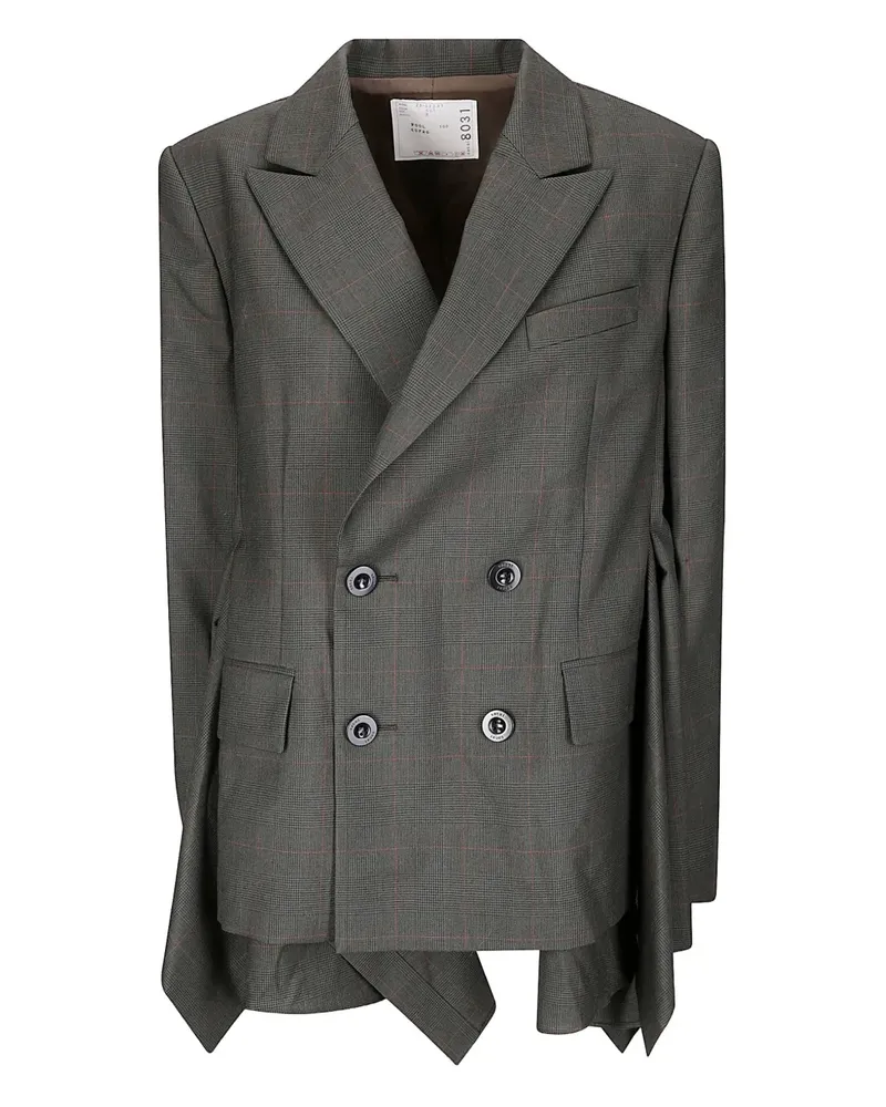 Sacai Einreihiges Sakko mit Karomuster - Grau Grau