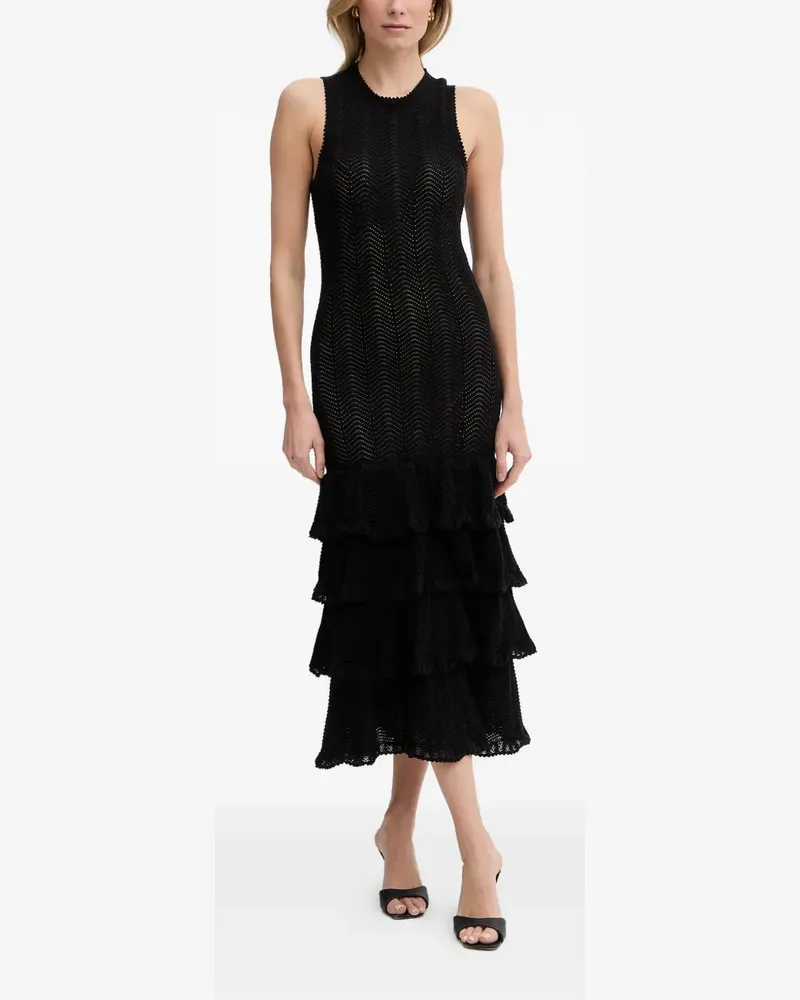 Twin-Set tiered pointelle-knit dress - Schwarz Schwarz