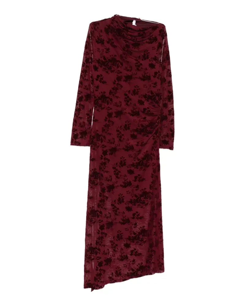 IMPERIAL floral-devoré draped maxi dress - Rot Rot