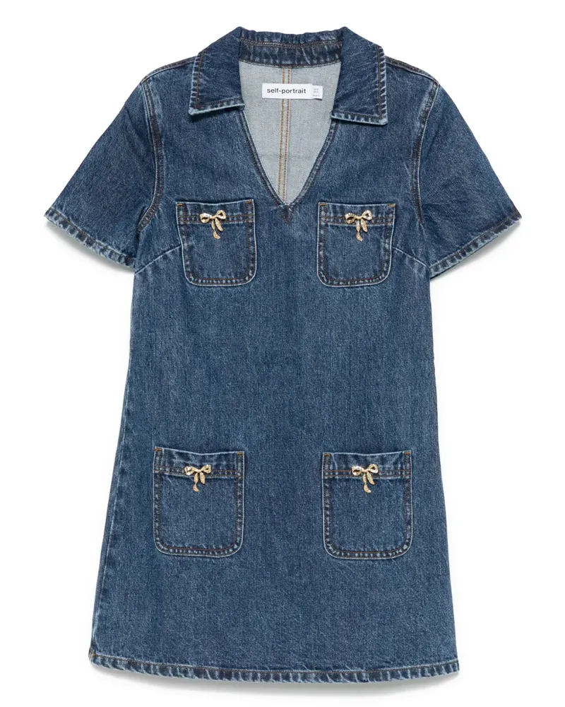 Self-Portrait Klassisches Jeans-Minikleid - Blau Blau