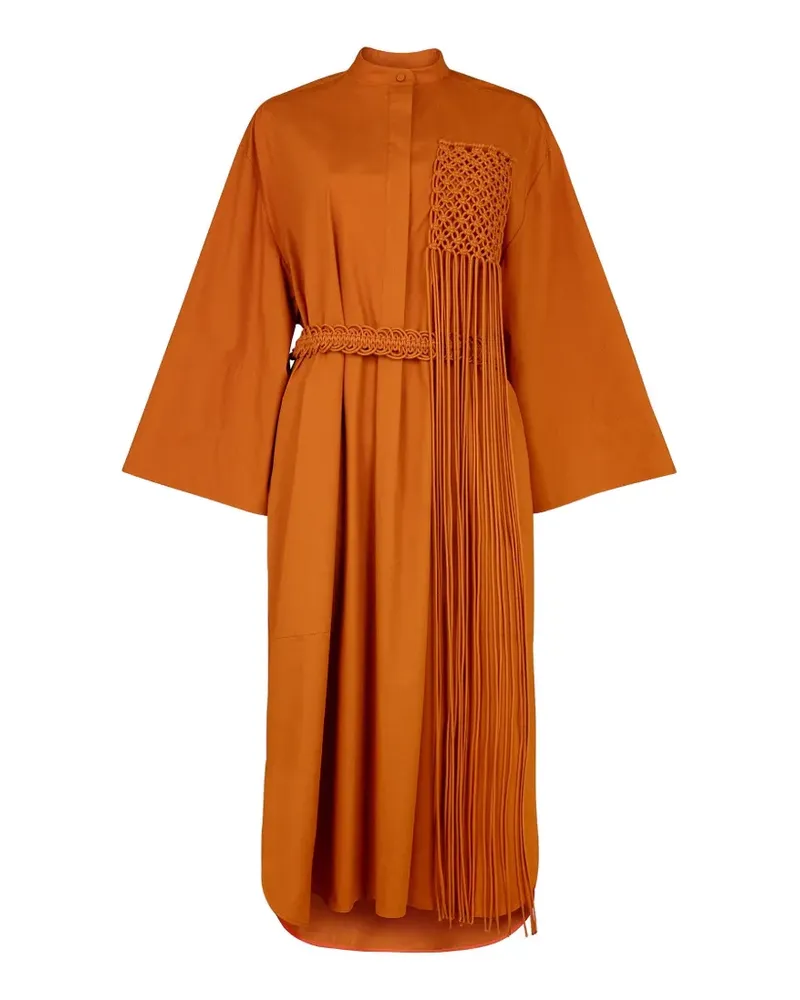 Roksanda Ilincic Poska macramé-fringe midi dress - Orange Orange