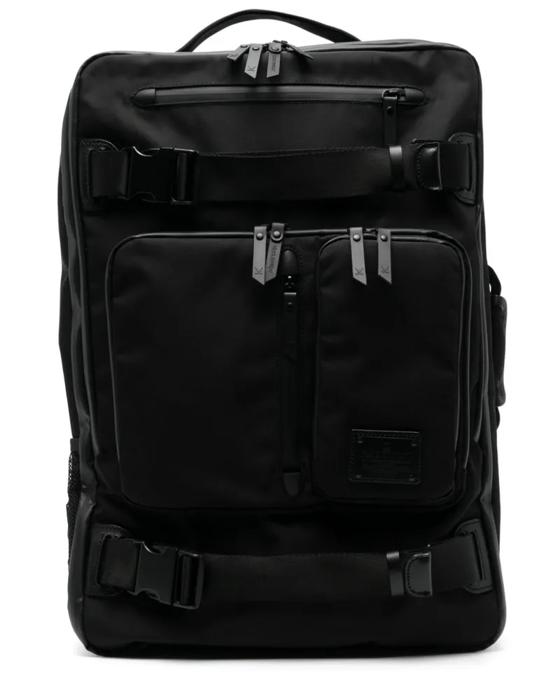 Makavelic Reißverschluss-Rucksack mit Logo-Applikation - Schwarz Schwarz