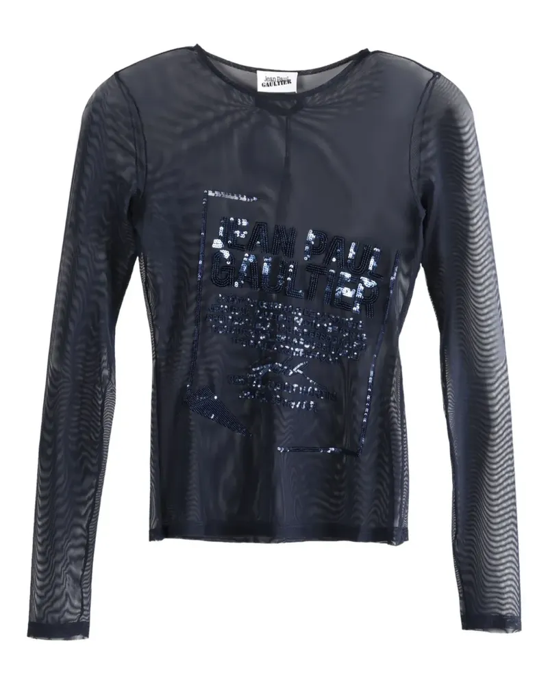 Jean Paul Gaultier sequin-embellished mesh top - Blau Blau