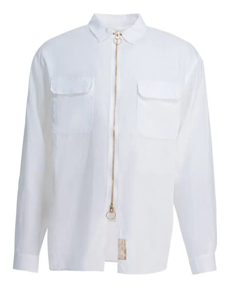 KAPITAL zipped-pocketed linen shirt - Weiß Weiß
