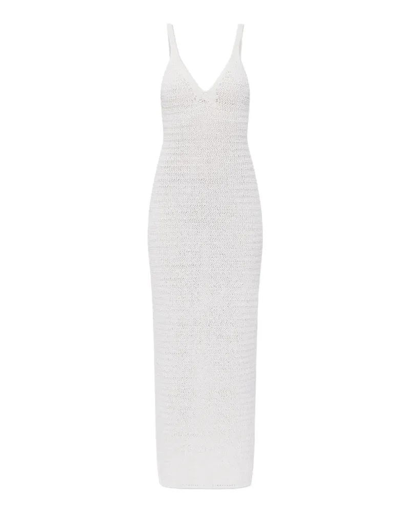 Balmain crochet-knit V-neck maxi dress - Weiß Weiß