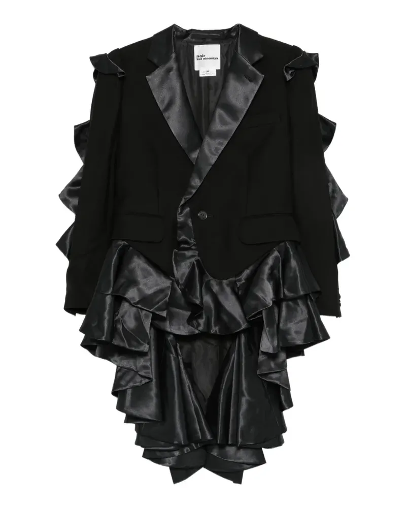 Noir Kei Ninomiya Gerüschte Jacke mit Satinbesatz - Schwarz Schwarz