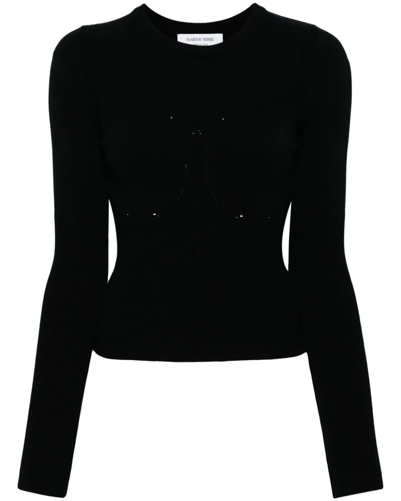 Marine Serre Pullover mit geradem Saum - Schwarz Schwarz