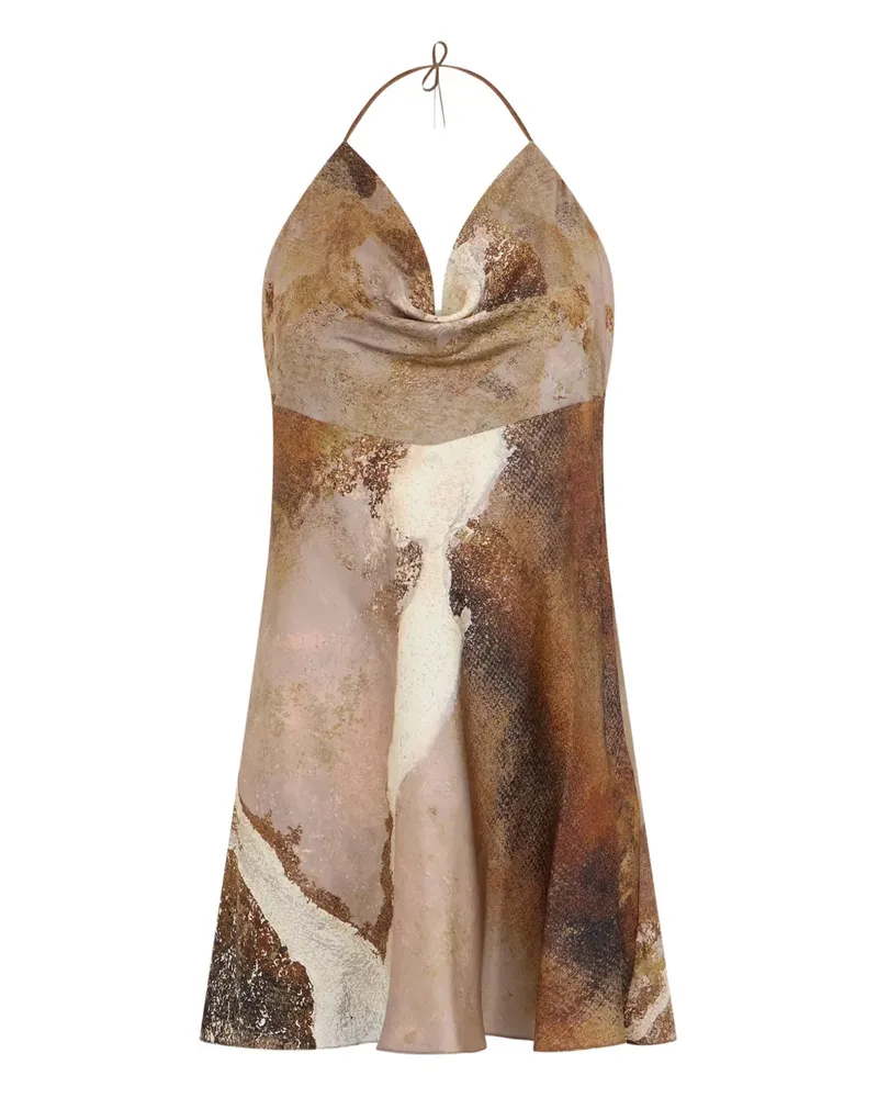 Roberto Cavalli marble-print silk dress - Braun Braun