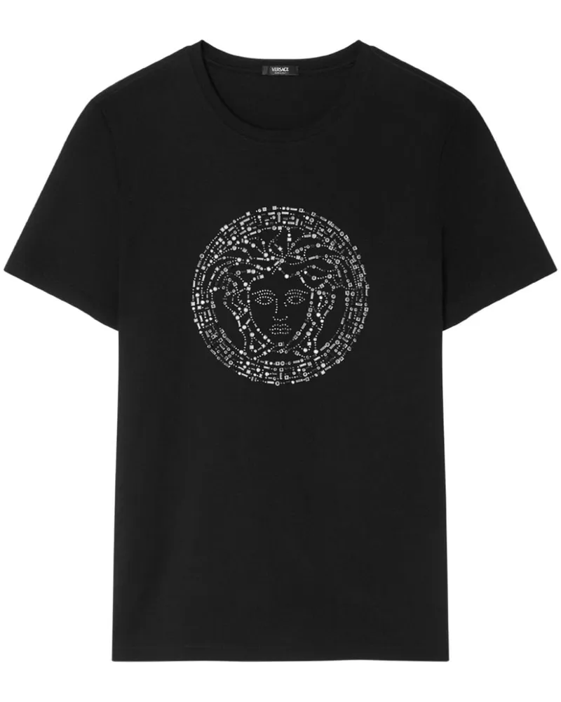Versace T-Shirt mit Medusa-Applikation - Schwarz Schwarz
