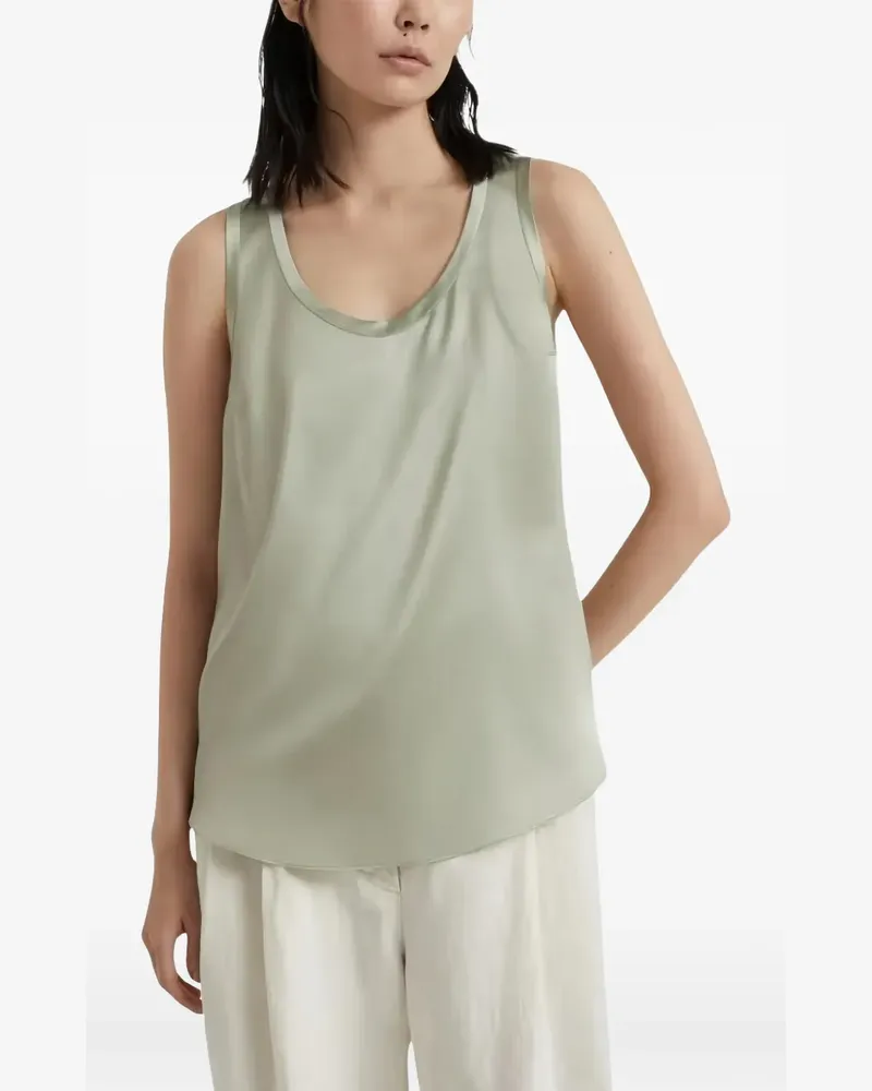 Brunello Cucinelli satin-finish scoop-neck top - Grün Grün