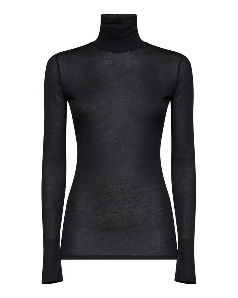 Thierry Mugler Semi-transparenter Rollkragenpullover - Schwarz Schwarz