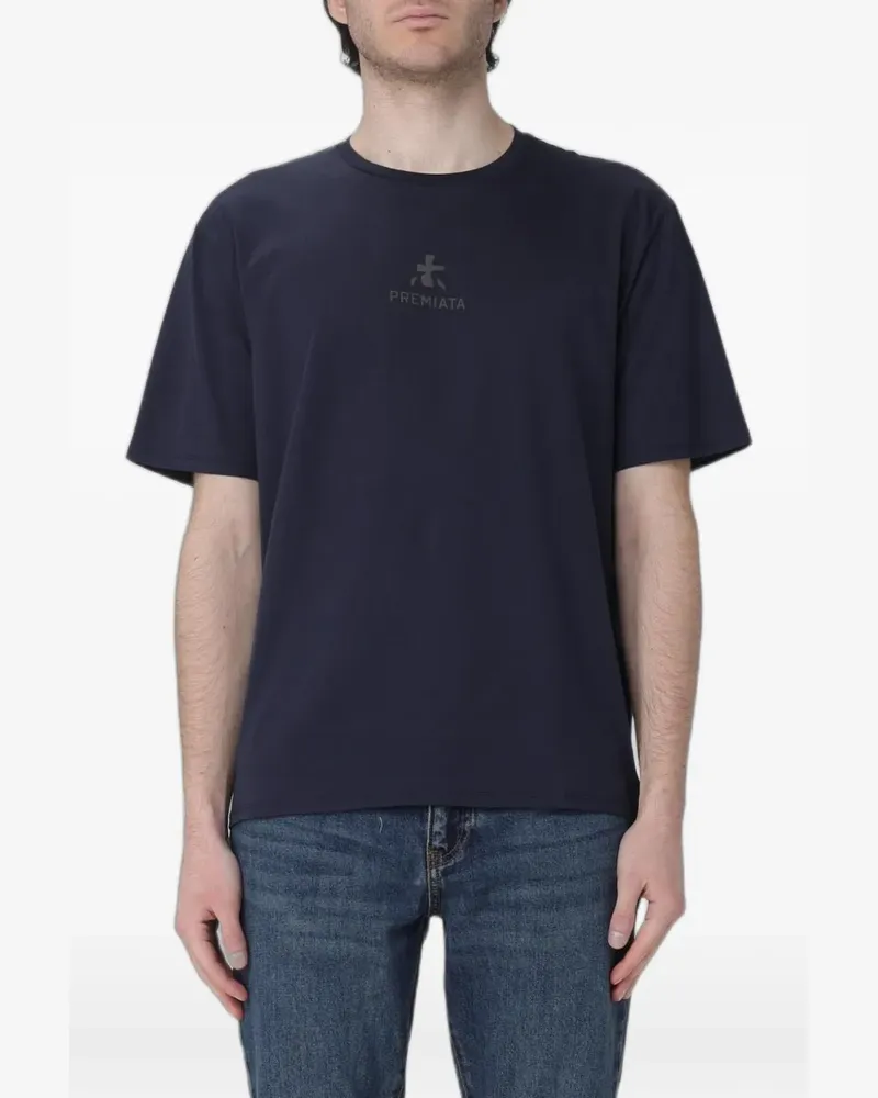 Premiata logo-print cotton T-shirt - Blau Blau