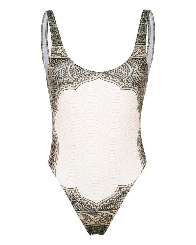 Jean Paul Gaultier Badeanzug mit Kartuschen-Print - Grün Grün