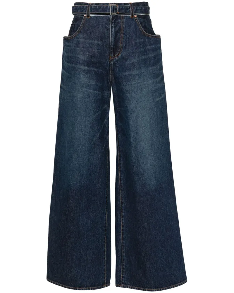 Sacai Wide-Leg-Jeans mit hohem Bund - Blau Blau