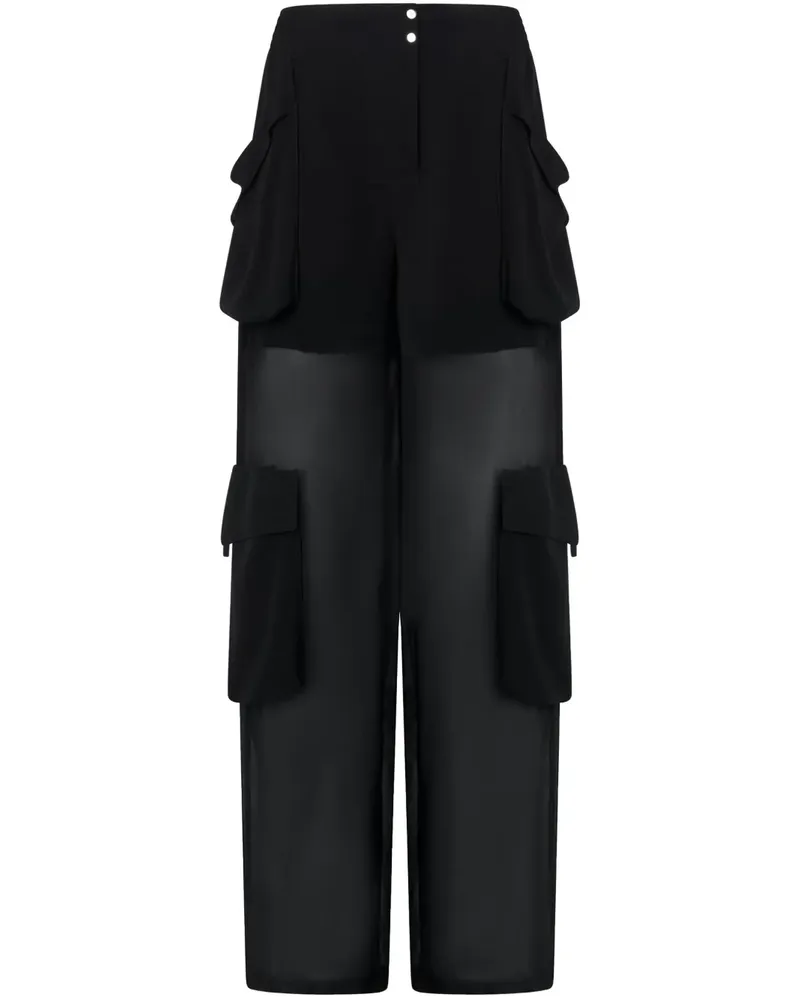 Pinko Semi-transparente Cargohose - Schwarz Schwarz