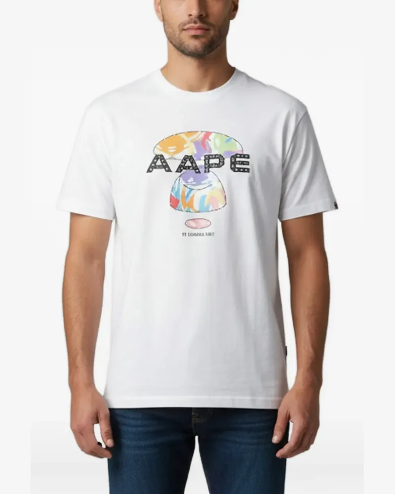 BAPE Kurzärmeliges T-Shirt mit Logo-Print - Weiß Weiß