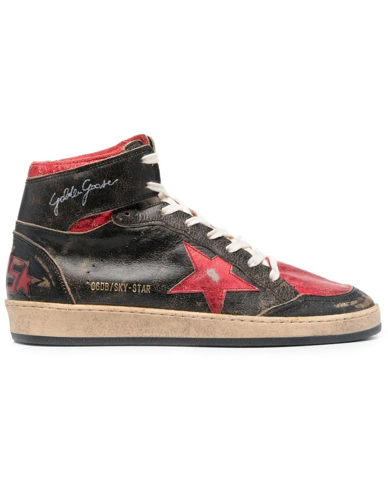 Golden Goose High-Top-Sneakers im Used-Look - Schwarz Schwarz