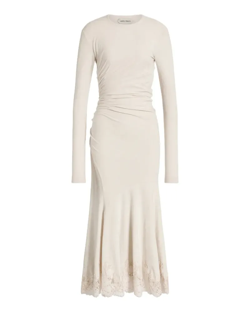 Alberta Ferretti Gerafftes Midikleid aus Spitze - Weiß Weiß