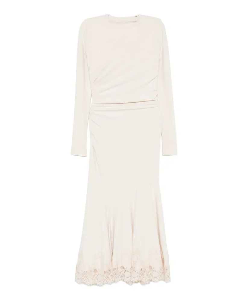 Alberta Ferretti Gerafftes Midikleid aus Spitze - Weiß Weiß