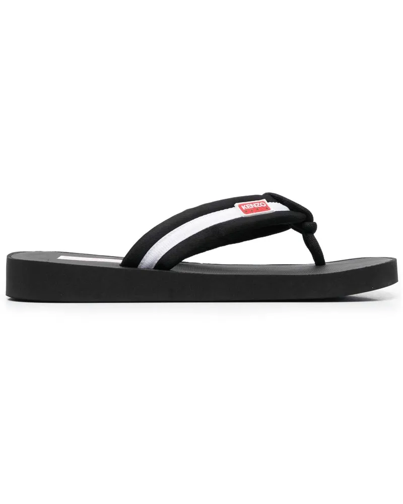 Kenzo Gestreifte Flip-Flops mit Logo Schwarz