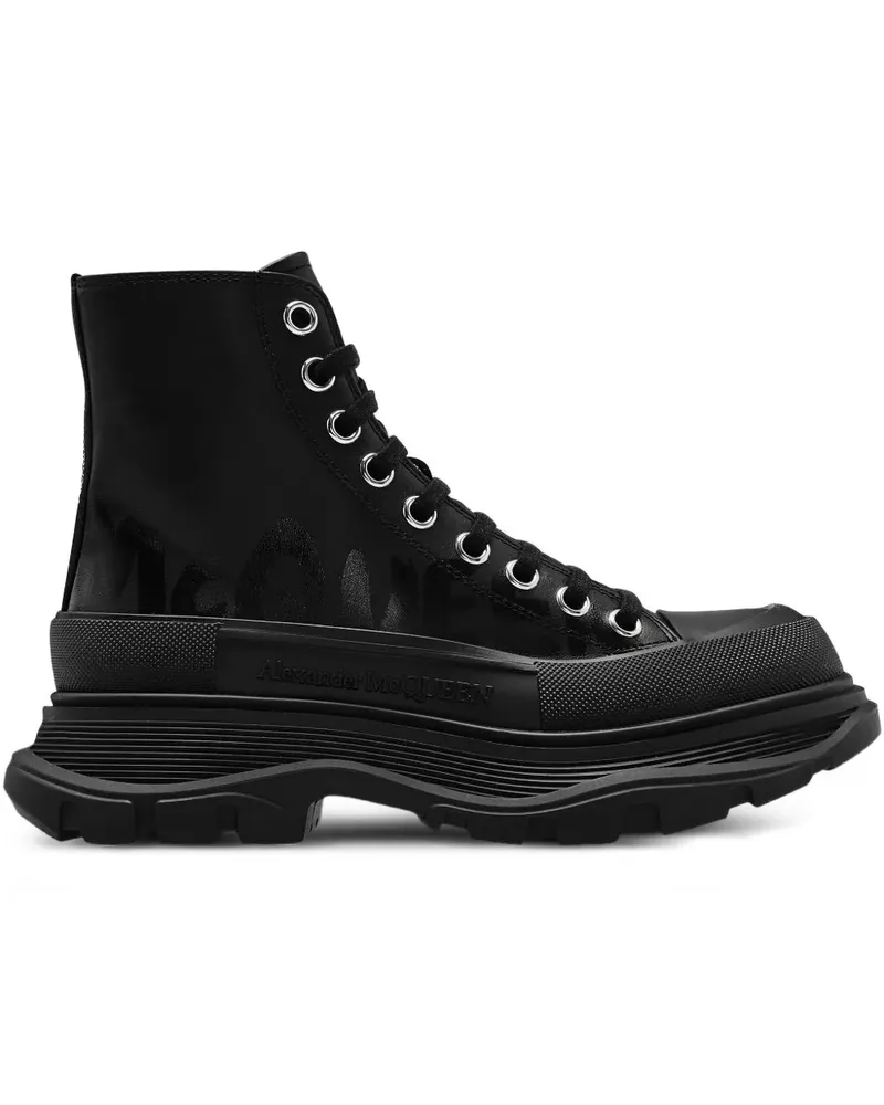 Alexander McQueen Bikerstiefel aus Leder - Schwarz Schwarz