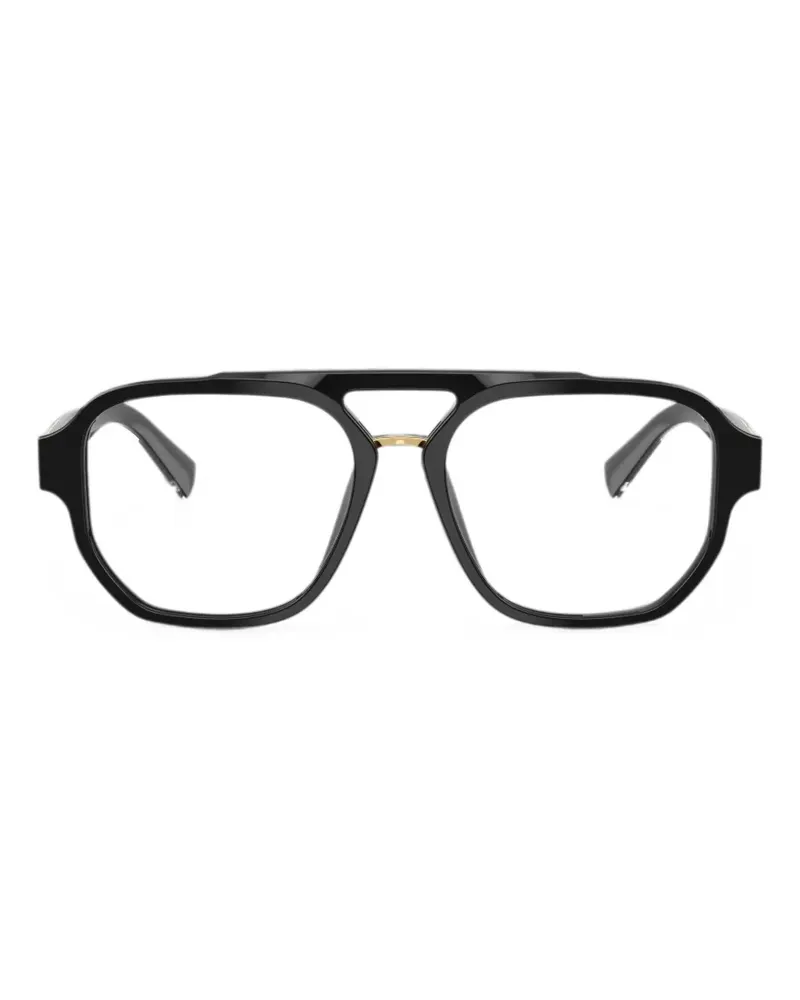 Dolce & Gabbana double-bridge pilot-frame glasses - Schwarz Schwarz