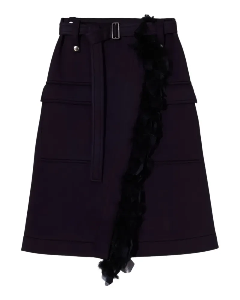 PLAN C feather-trim wrap skirt - Schwarz Schwarz