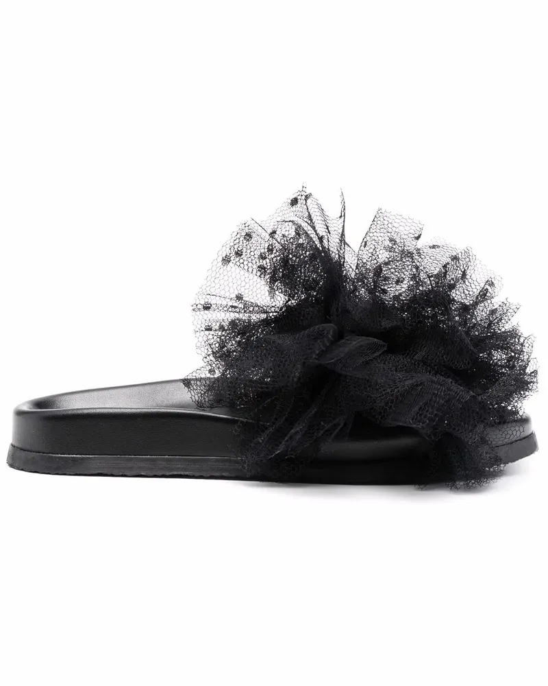 RED Valentino Sandalen mit Point d'Esprit - Schwarz Schwarz