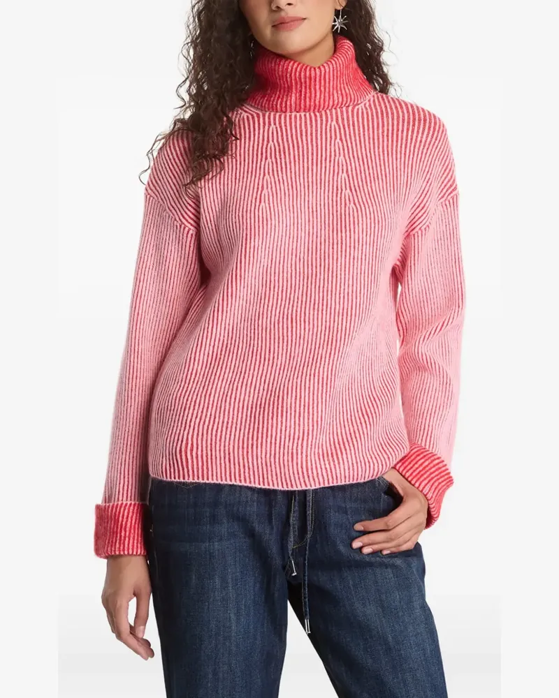 Desigual Gerippter Rollkragenpullover - Rosa Rosa