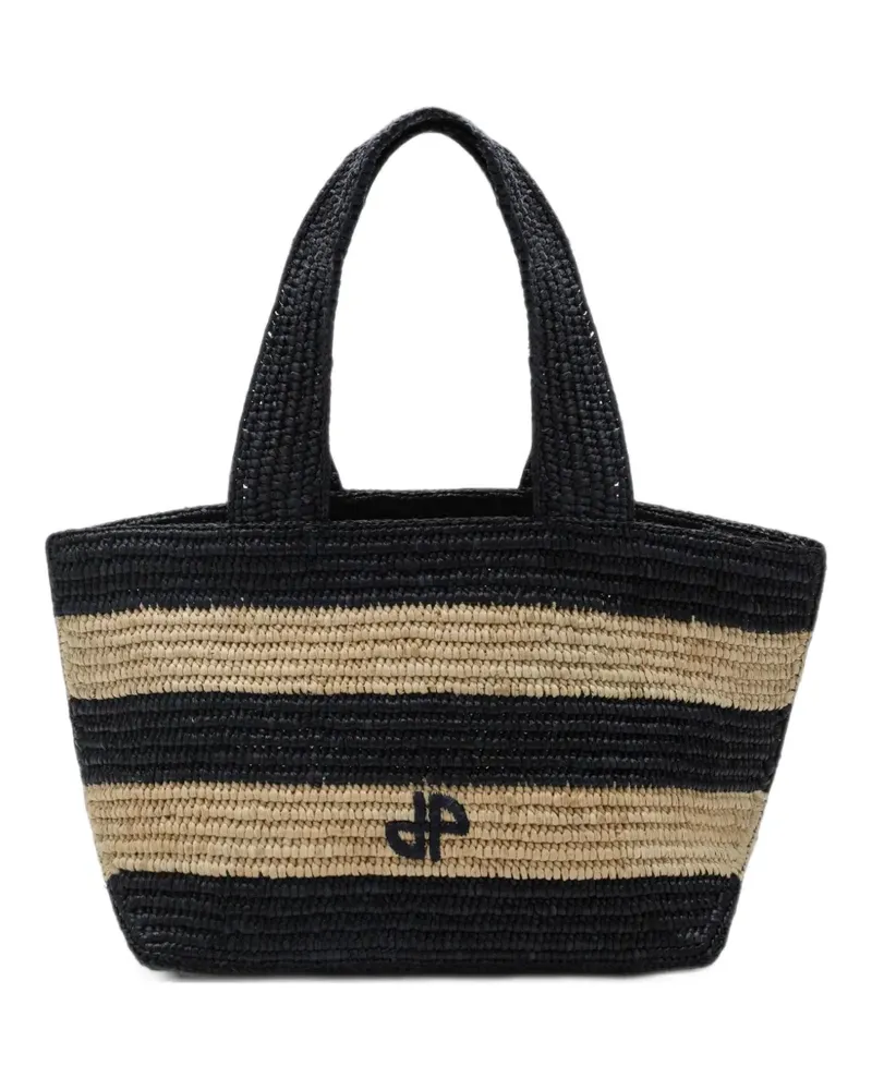 Patou Kleiner Trapeze PM Tote Bag mit Streifen - Schwarz Schwarz
