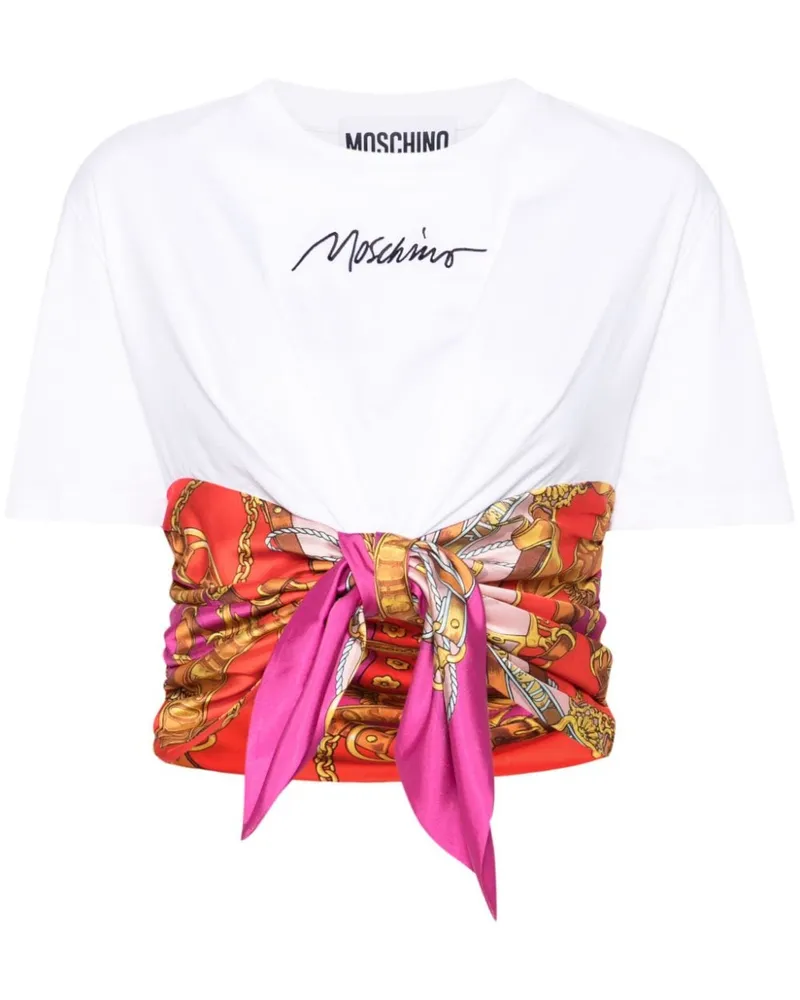 Moschino Cropped-T-Shirt mit Schaldetail - Weiß Weiß