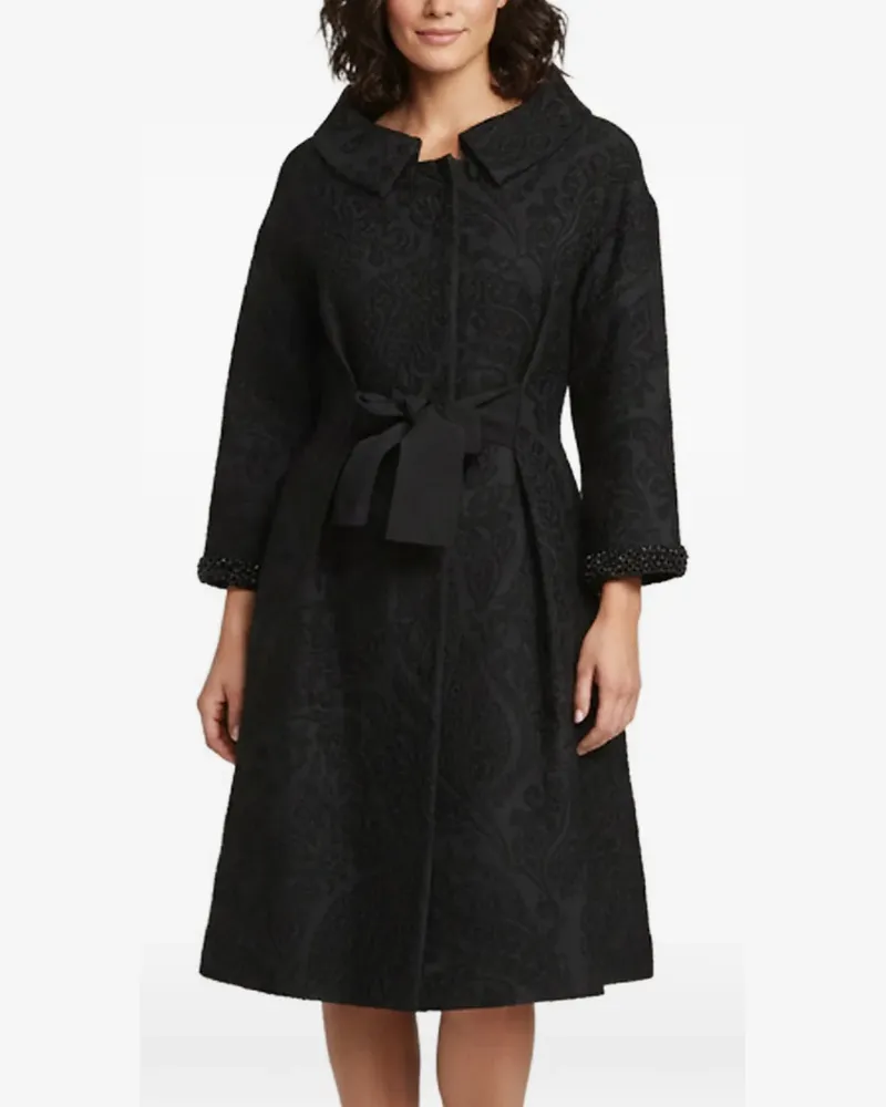 Giambattista Valli bead-embellished floral-jacquard coat - Schwarz Schwarz